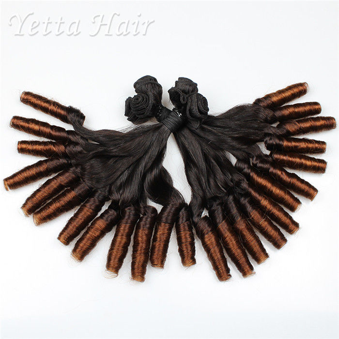 Indian Natural Funmi Hair Weave , Ombre Human Hair Extensions With Spiral Curl