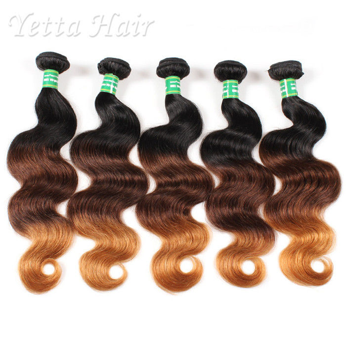 Real Indian 7A  Virgin Hair Weave / Three Tone  Hair Extensions Without Chemical