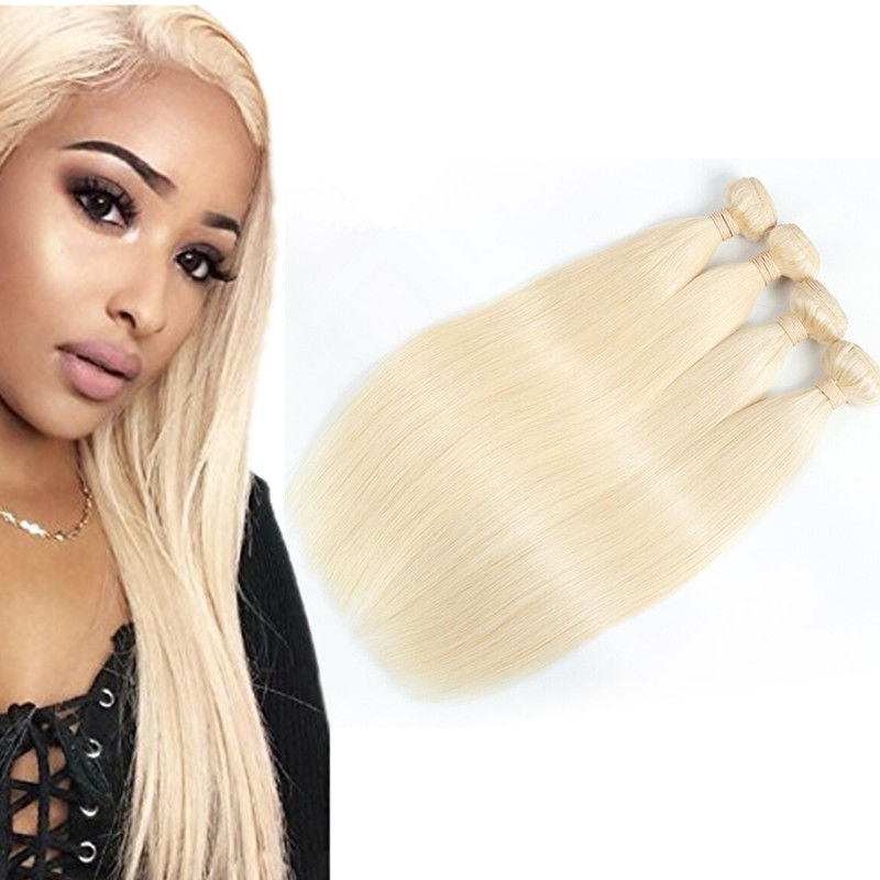 10 &quot; - 30 &quot; Double Weft Peruvian Virgin Hair Straight Weave Color 613 Blonde