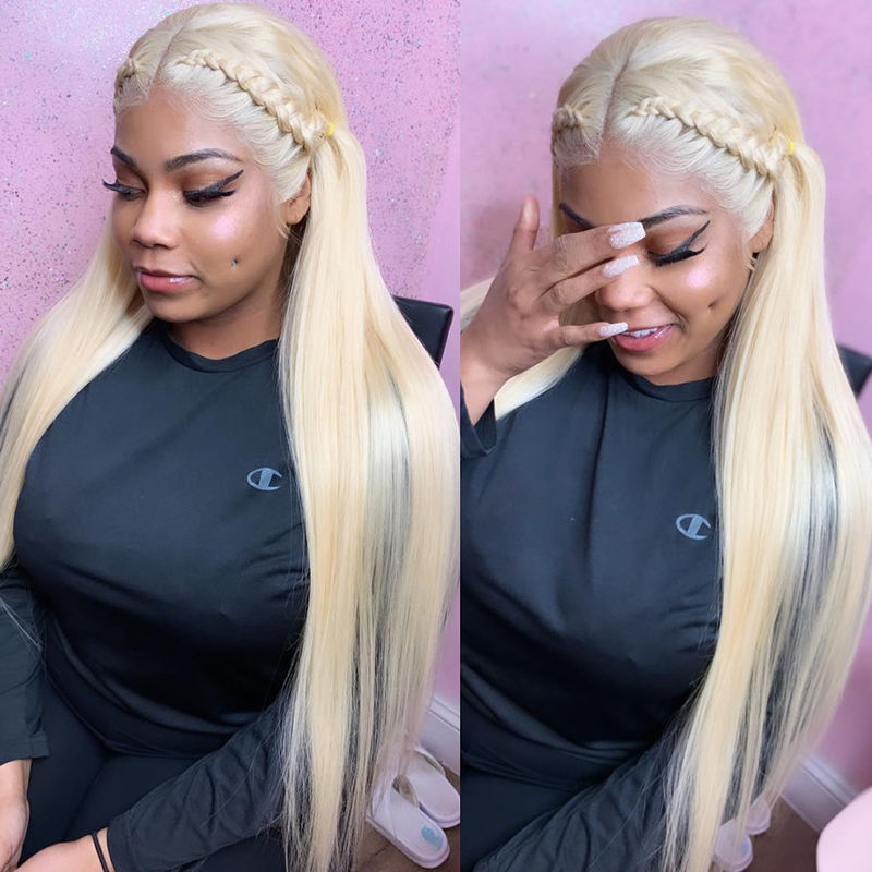 8 - 26 Inch Remy Lace Front Wigs Human Hair 613 Blonde Natural Hairline