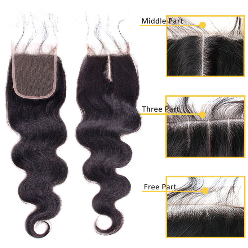 No Shedding Peruvian Virgin Hair 4 X 4 Lace Closure Hair Extensions Body Wave For Ladys