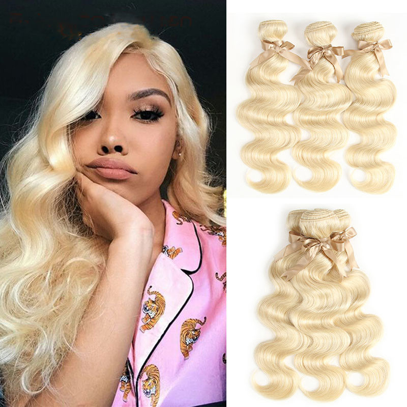 OEM 100% Brazilian Virgin Body Hair Wave Remy 613 Blond Human Hair Bundles