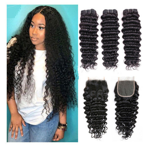 Comfortable Cambodian Virgin Hair Deep Curly Double Wefting 100 Grams / Piece