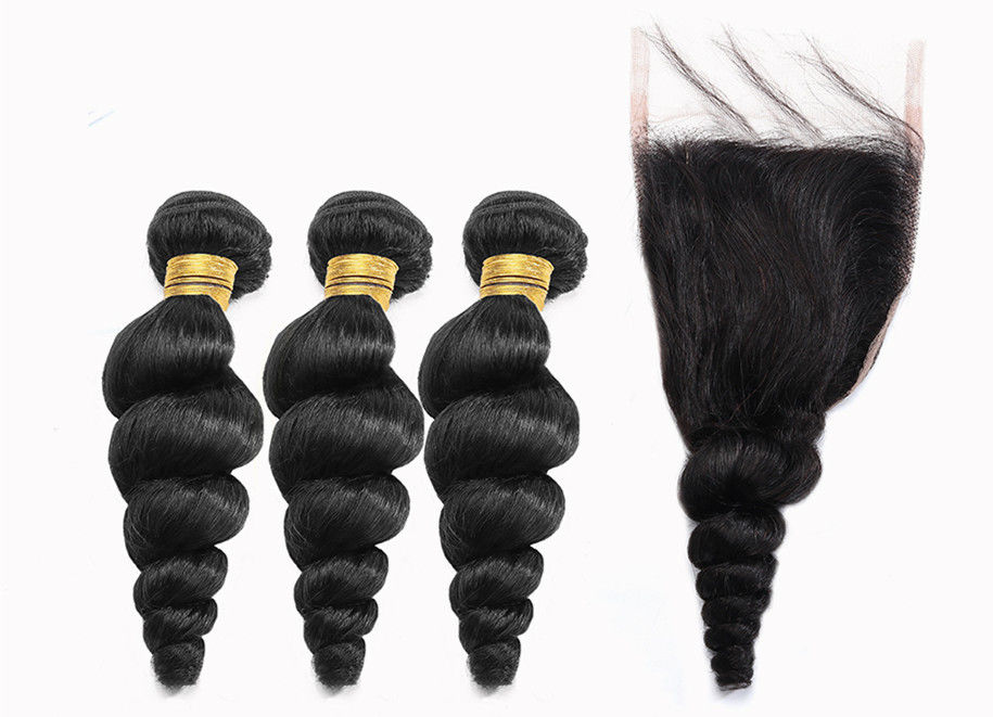 Black Color 100 Virgin Cambodian Loose Curly Hair With Baby Hair
