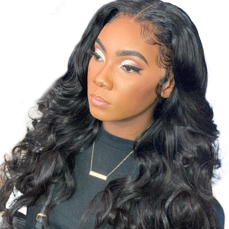 8&quot; Full Lace Human Hair Wigs For Black Women / Transparent Body Wave Lace Wig