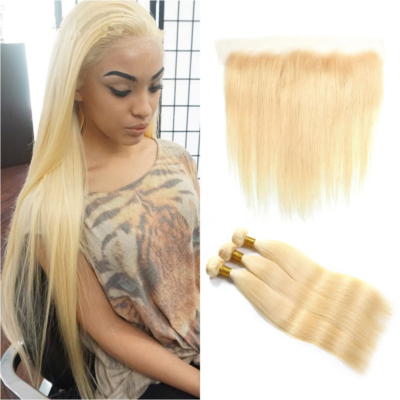 613# Blonde Color Double Weft Malaysian Human Hair Wave For White Women