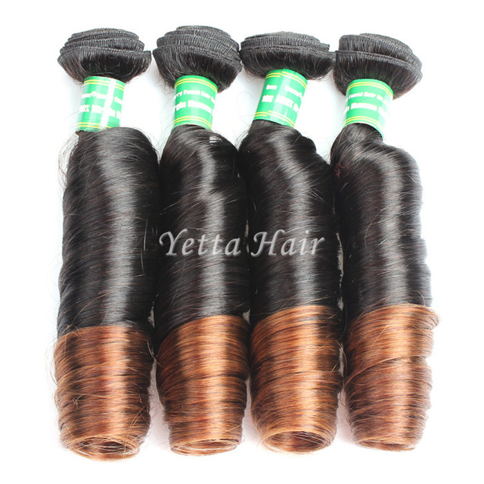 Two Tone Soft Ombre Peruvian Virgin Remy Hair Romance Spiral