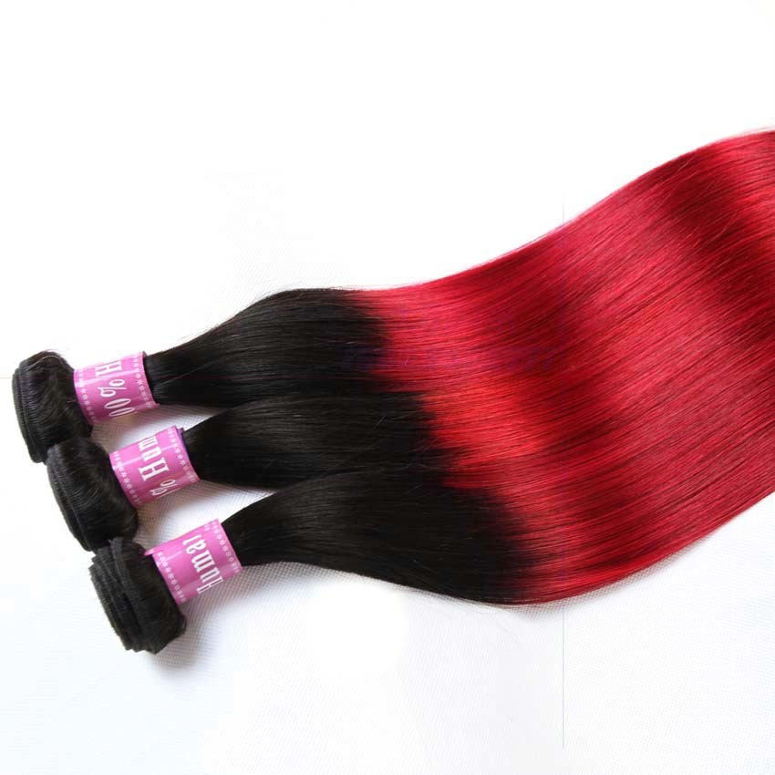 Black To Red Ombre Clip In Hair Extensions For Long Hair With No