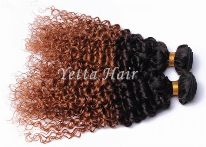 Highlighted Deep Curly Remy Ombre Hair Extensions For Black Women