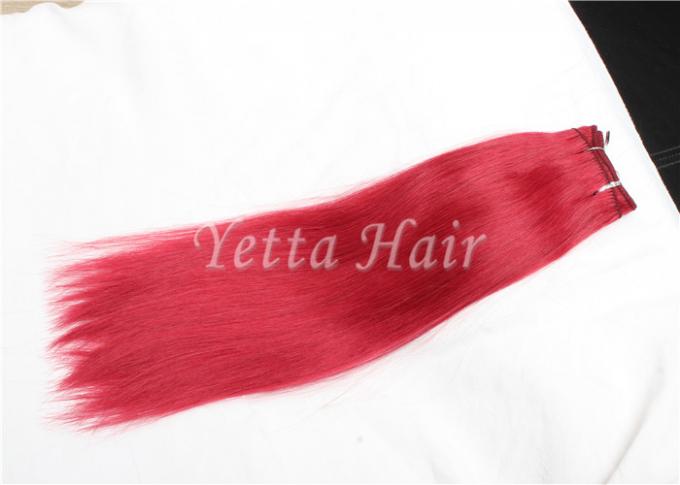 Bright Red Unprocessed Eurasian Remy Hair 16 Inch Human Hair Weave